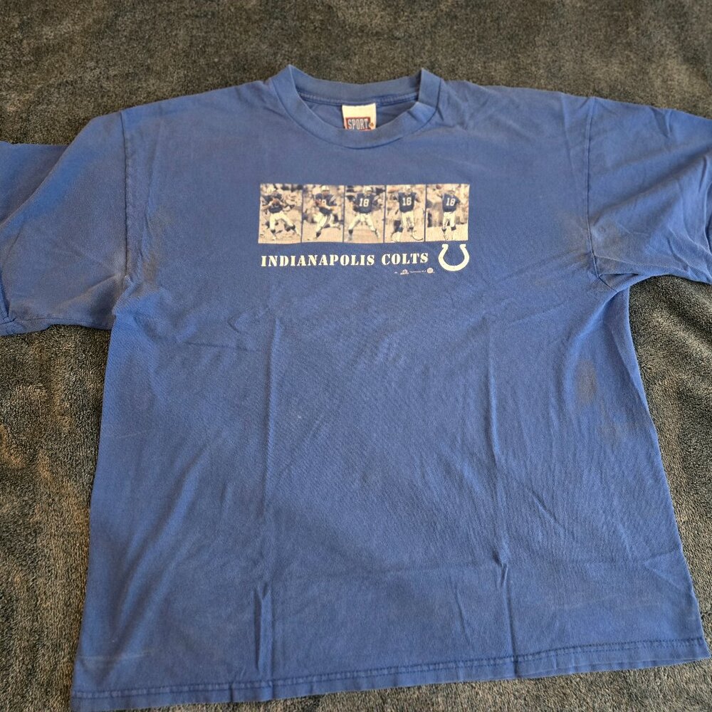 2000 Vintage NFL Indianapolis Colts Peyton Manning T Shirt XL Y2K Sports Attack